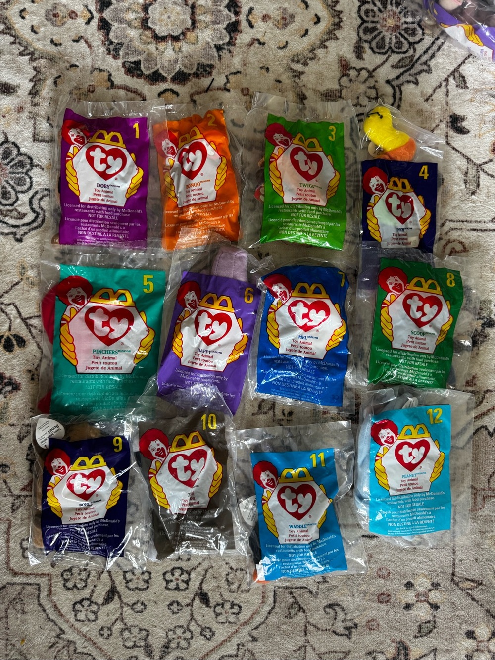 McDonald's Teenie Beanie Babies TY - NEW in sealed Packaging 1998 Set of 1-12